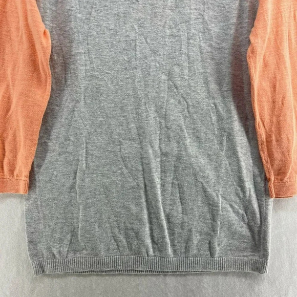 Banana Republic Top Women's Large Gray Orange Colorblock Crew Neck 3/4 Sleeves - Picture 7 of 11